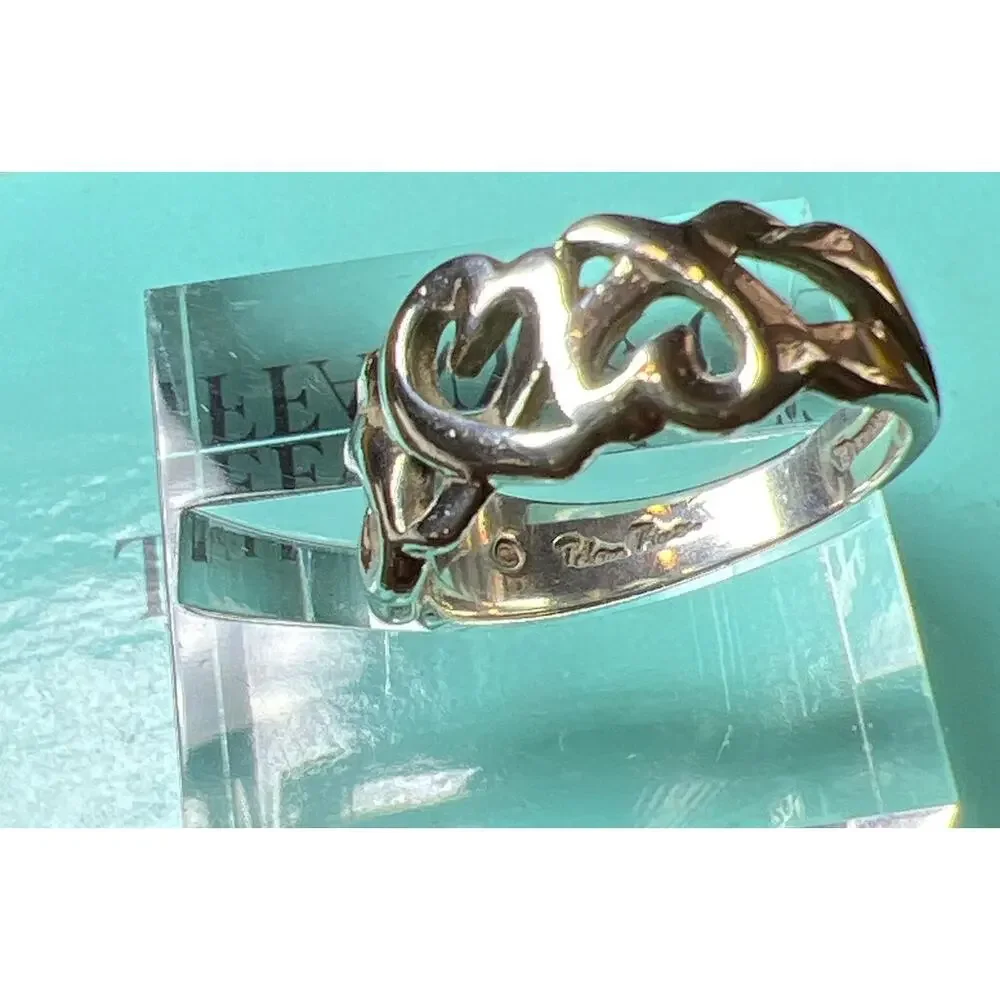 Tiffany & Co. Paloma Picasso Triple Loving Heart Ring Sterling Silver Size 6